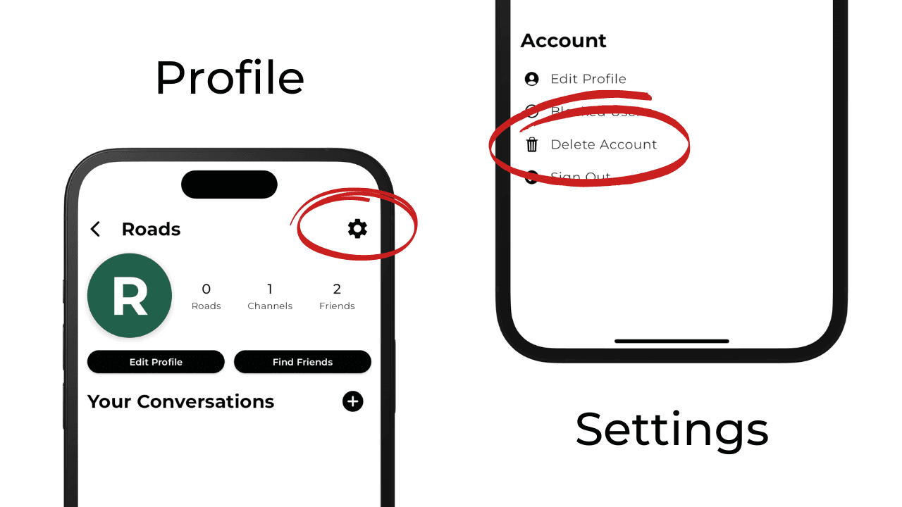 How to delete you account on roads